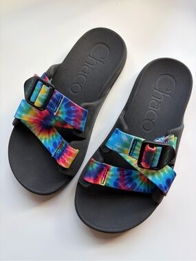 Chaco Woman’s Tie-Dye Strap Slide Slip On Sandals Tye Dye L1
